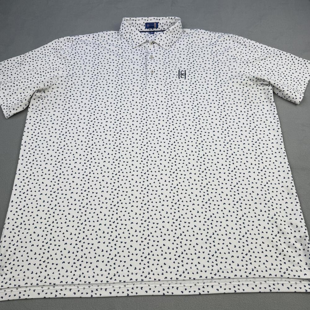 Stitch Golf Polo Shirt Mens 2XL White Micro Print Golf Stretch Performance